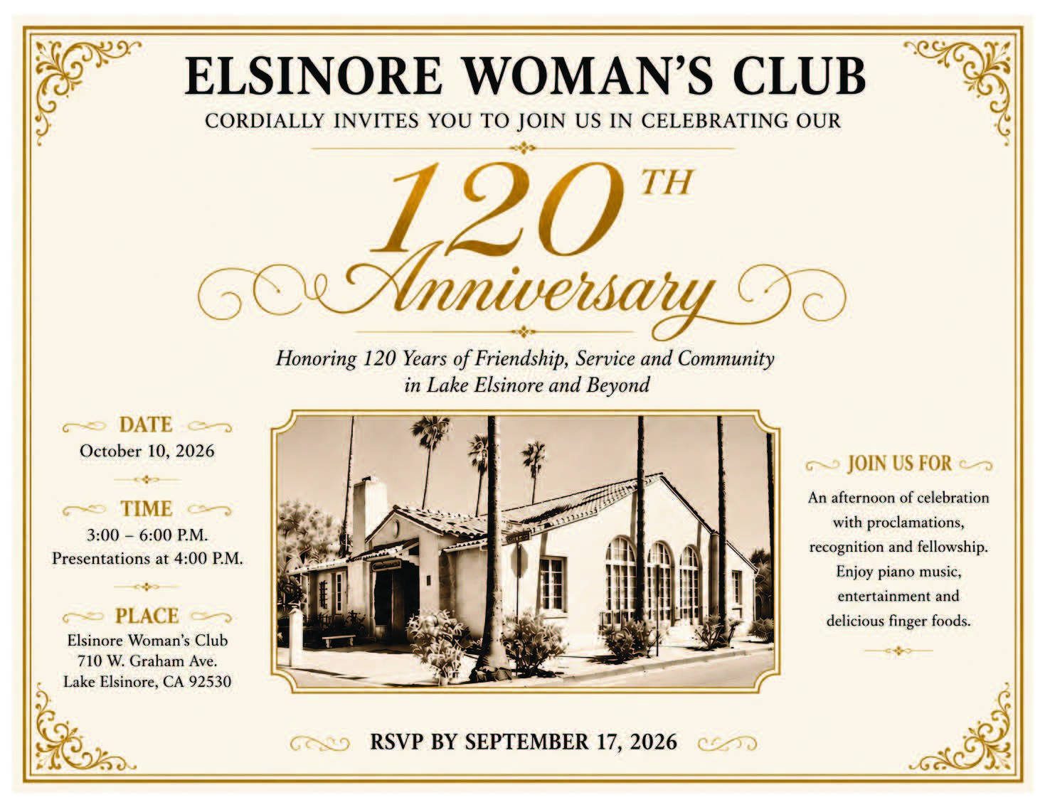 Elsinore Woman’s Club 120th Celebration